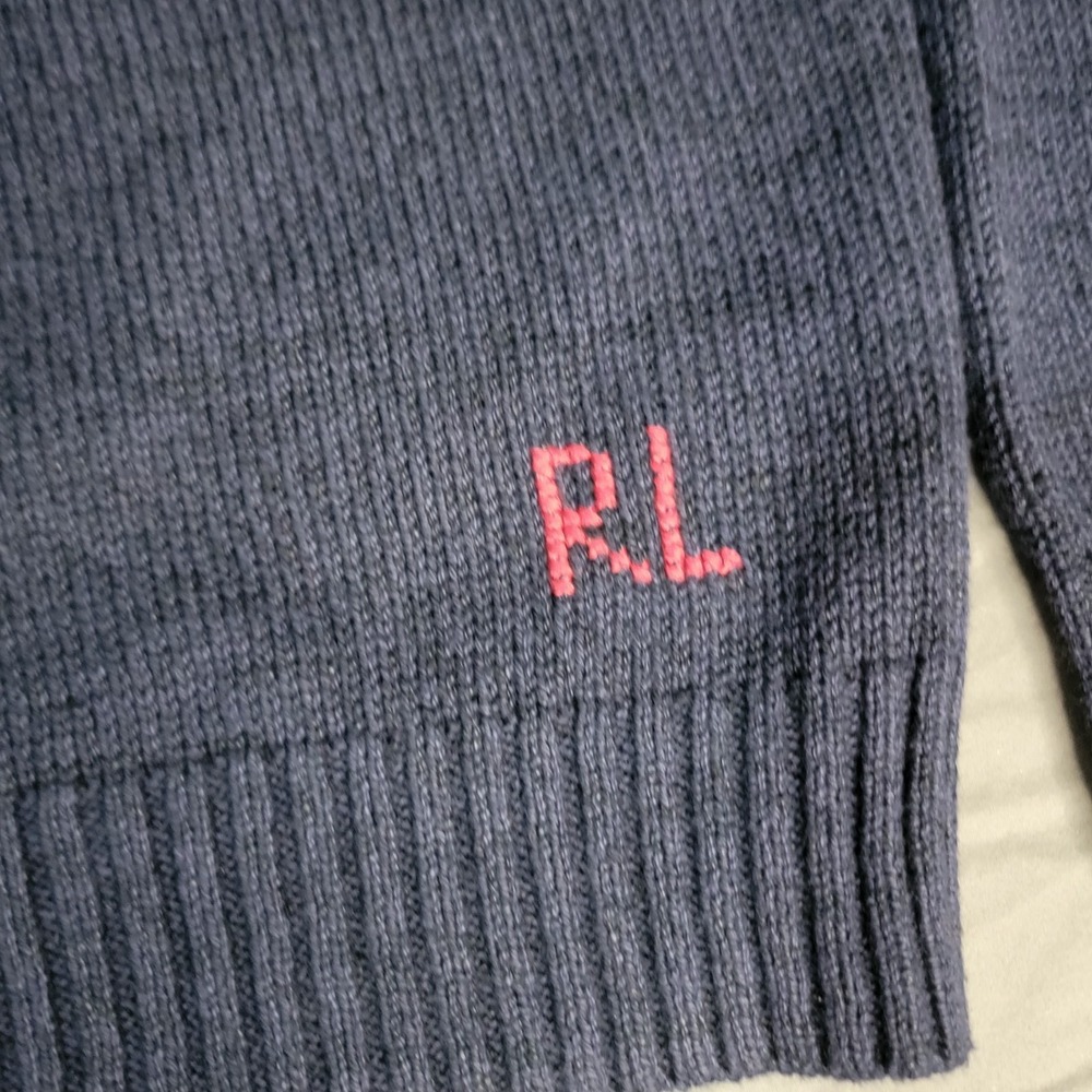Polo Ralph Lauren Polo Bear Sweater Men's Large Blue Crew Neck Long Sleeve - Picture 6 of 11